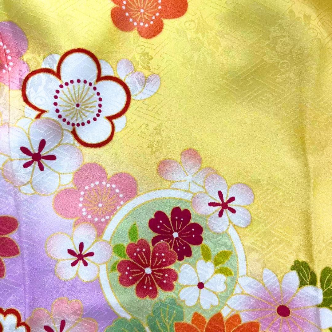 【お得品】 振袖セット 成人式 正絹 古典柄 振袖 黄色 S220 ●