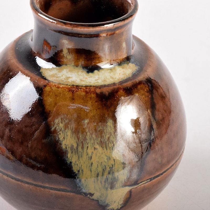 茶道具　膳所焼　淡海ぜぜ　陽炎園造　茶入　仕覆付　共箱　V　7929