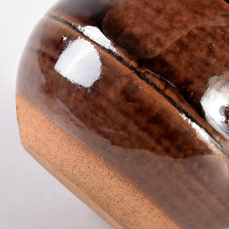 茶道具　膳所焼　淡海ぜぜ　陽炎園造　茶入　仕覆付　共箱　V　7929