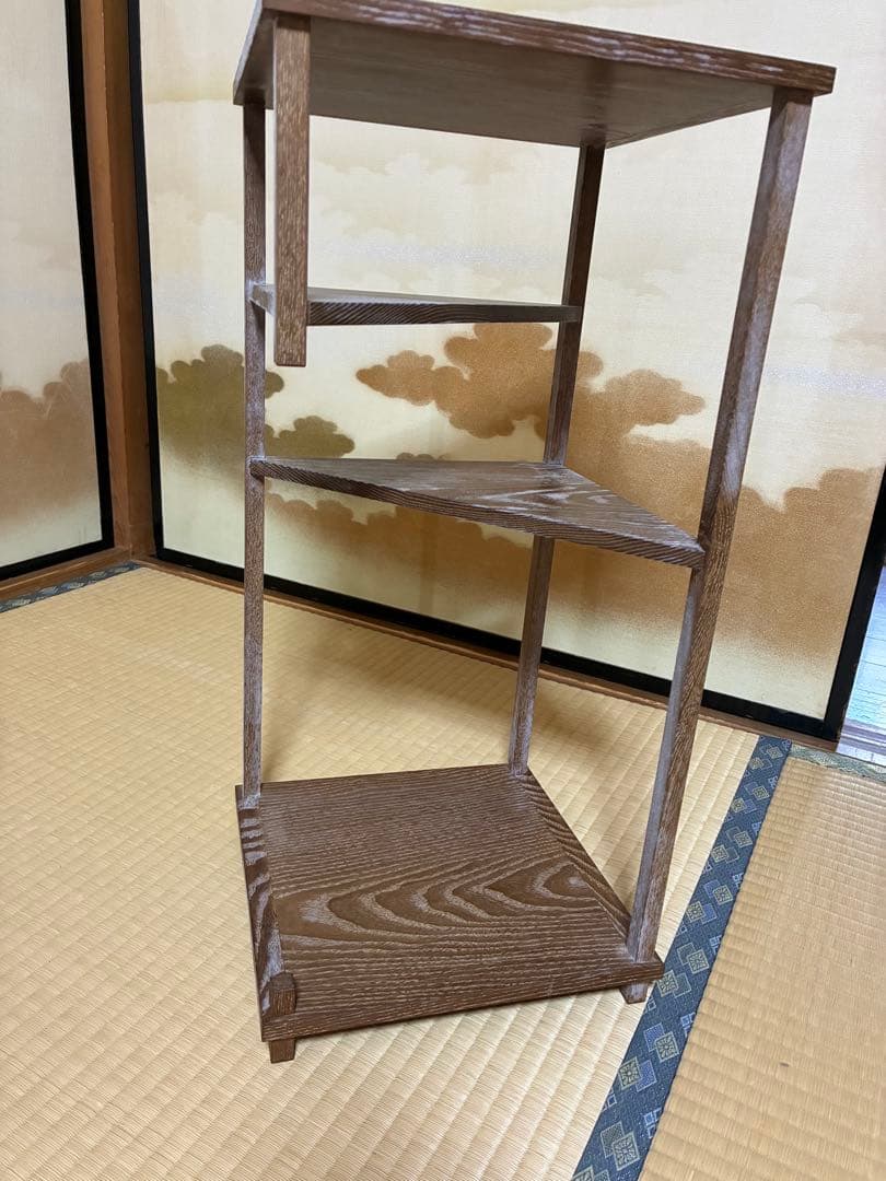 小川流煎茶棚手前として利用可 木製 階段状棚 茶道具収納