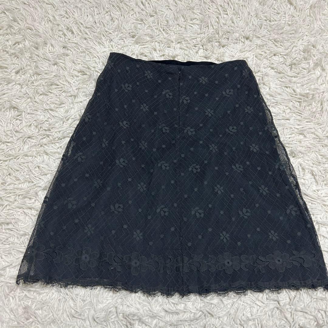 CHANEL 03A ココマーク 花柄刺繍 レース チュール フレアスカート40