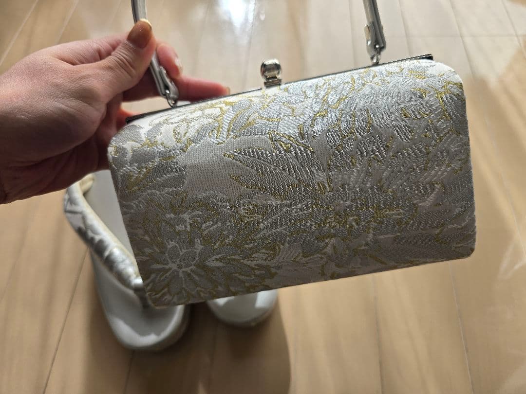 成人式 バッグ 振袖 白 ゴールド シルバー