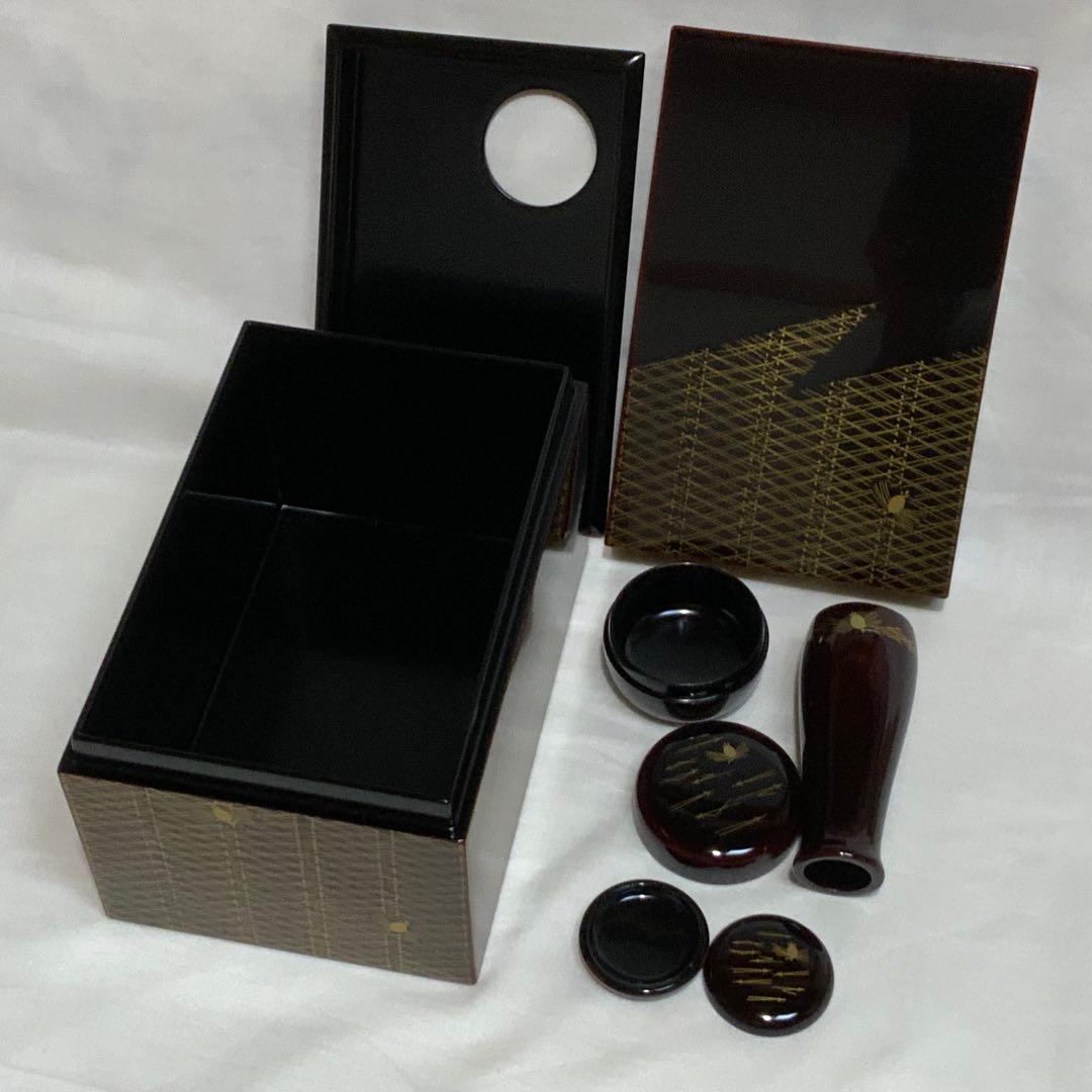茶道具　漆塗り茶箱と茶器のセット　未使用