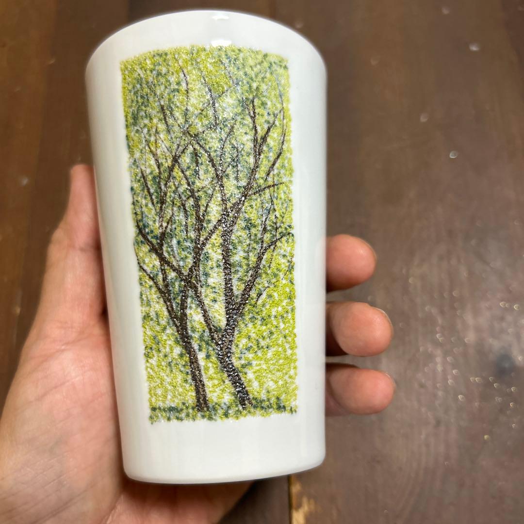 有田焼(中仙窯)人間国宝 井上萬二　弟子 中尾恭純　色彩点刻象嵌　洋杯　ペア