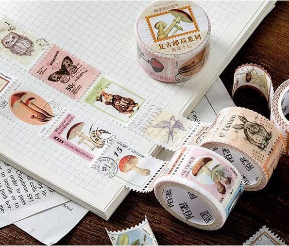 お値下げ♡レトロ切手シリーズ＊台湾マスキングテープ ミシン目入り*花①