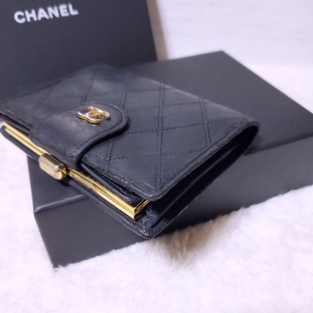 シャネル 折財布 ラムスキン ビコローレ ブラック 黒 ココマーク
