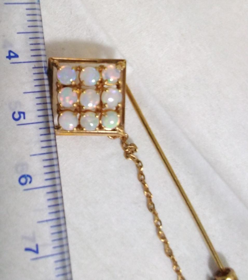 オパール K18 ラペルピン ブローチ スクエア　刻印あり