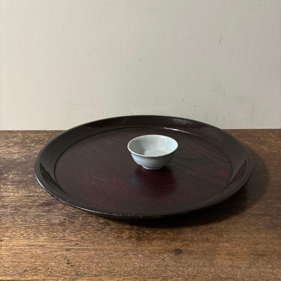木地盆　丸盆　栗盆　くり抜き盆　骨董　アンティーク　 茶懐石　古美術　酒器　李朝