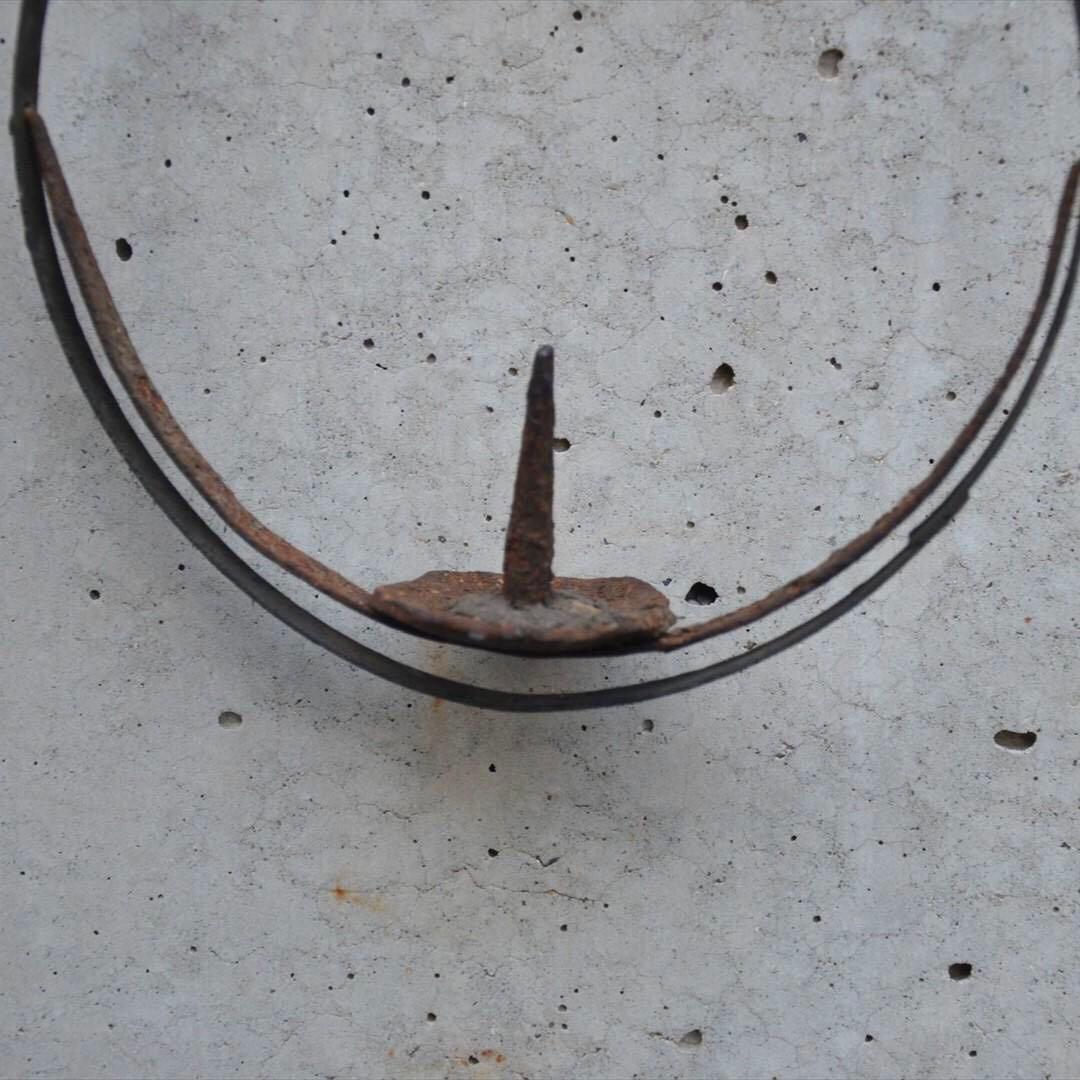 明治時代　鉄製　吊　燭台　円形　オブジェ　骨董品　アンティーク　e