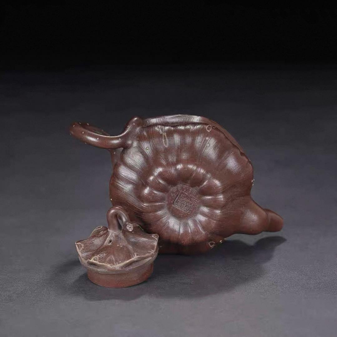 中国古美術・原鉱紫泥蓮子紫砂壺・底款：蒋蓉・紫砂壺・朱泥・急須・茶壺・茶道具