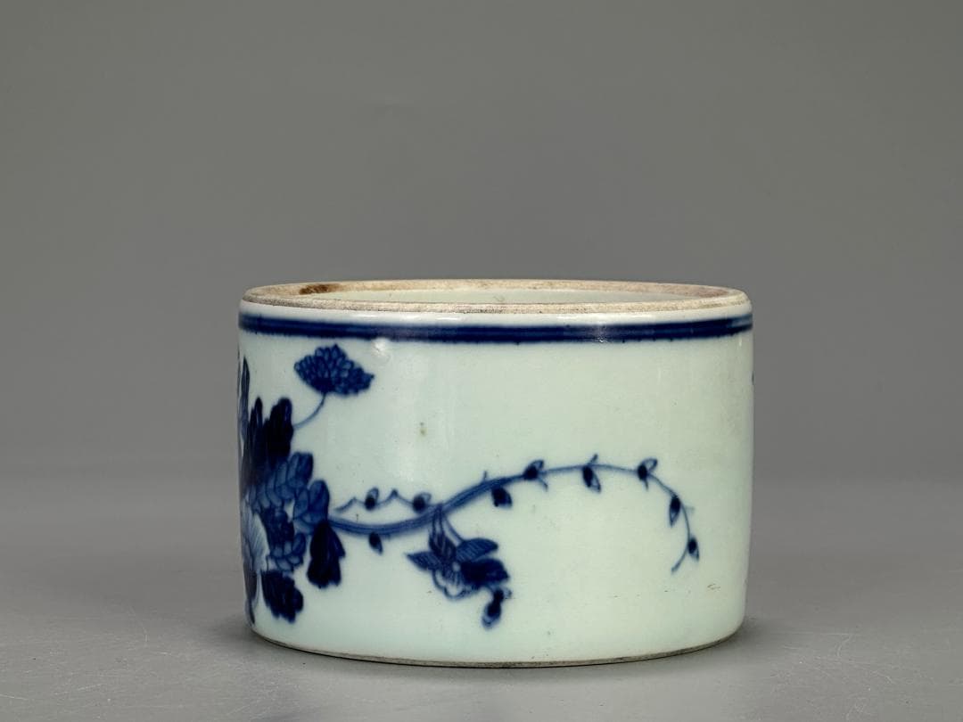 中国美術　清時代　文房具　香道具　青花花蝶文　染付　火入　硯 唐物 旧家蔵出し