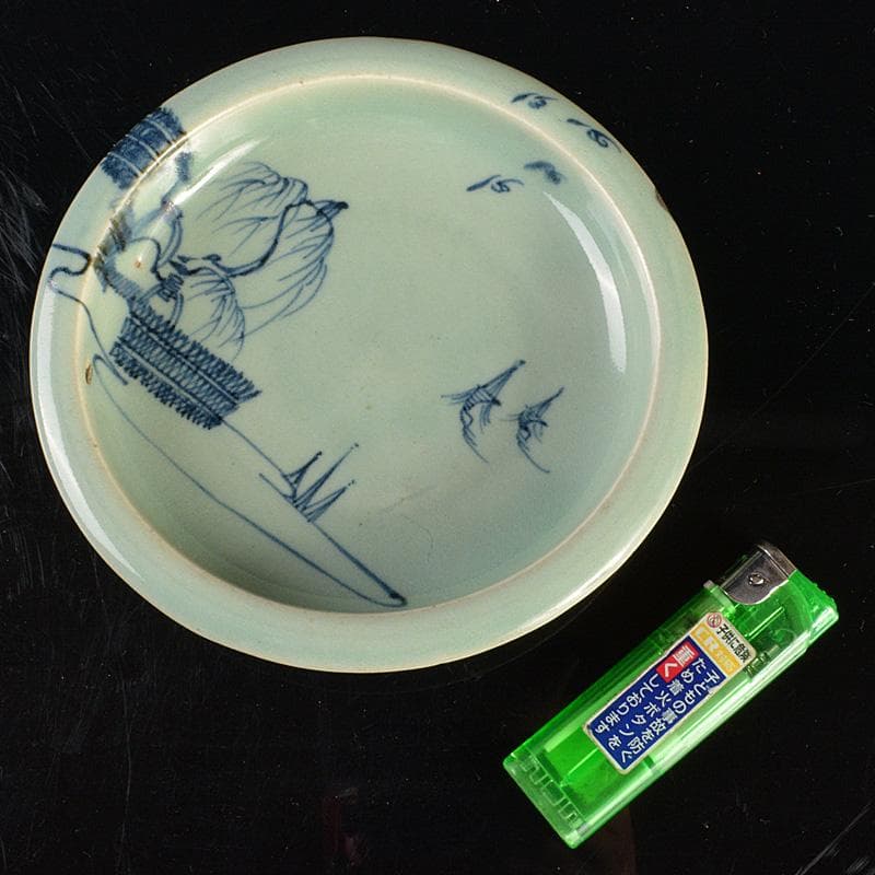 有田焼　初期有田　鍋島青磁　柴垣柳文鉢　高足皿　時代箱付　V　R6606