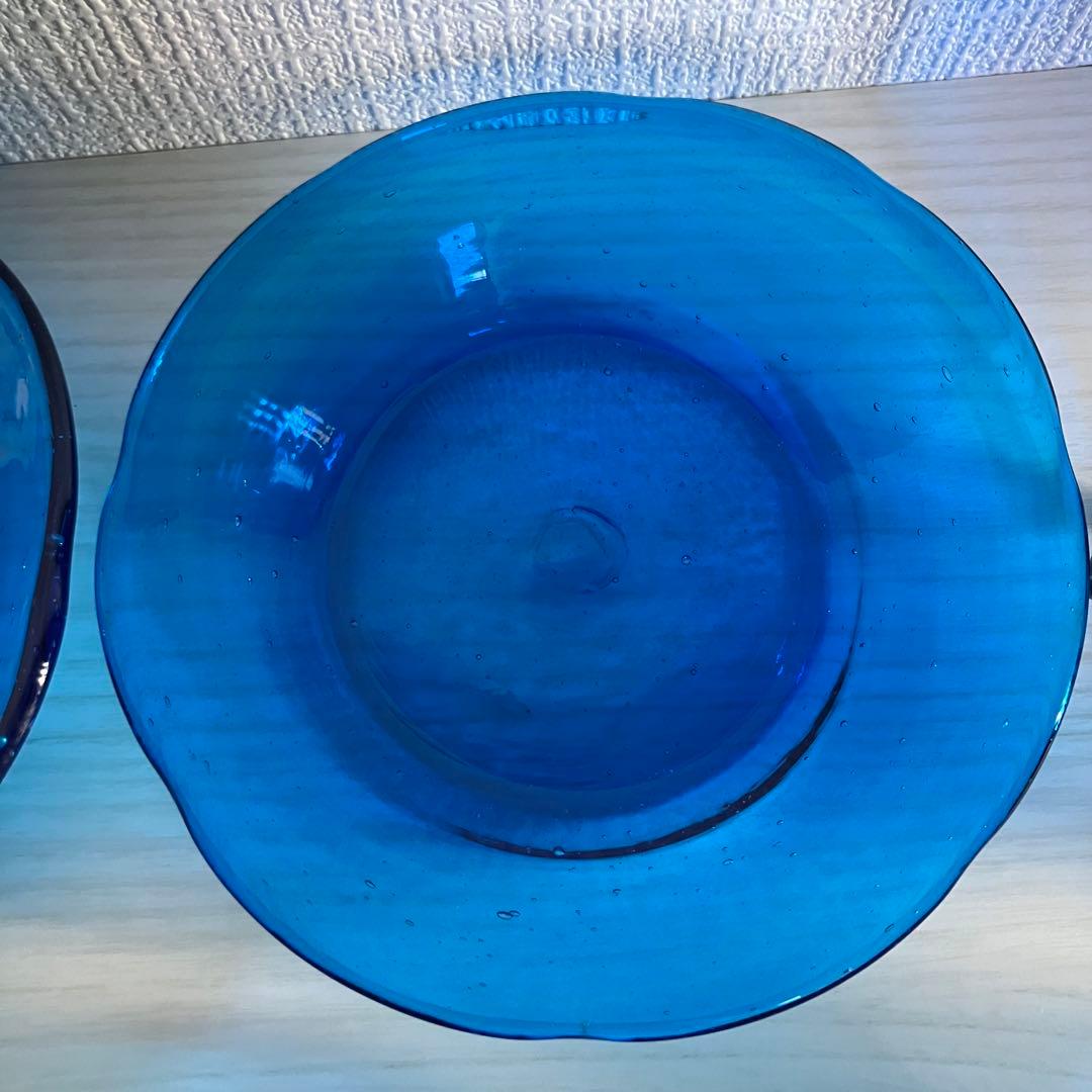 【倉敷ガラス】小谷眞三 青皿6点セット