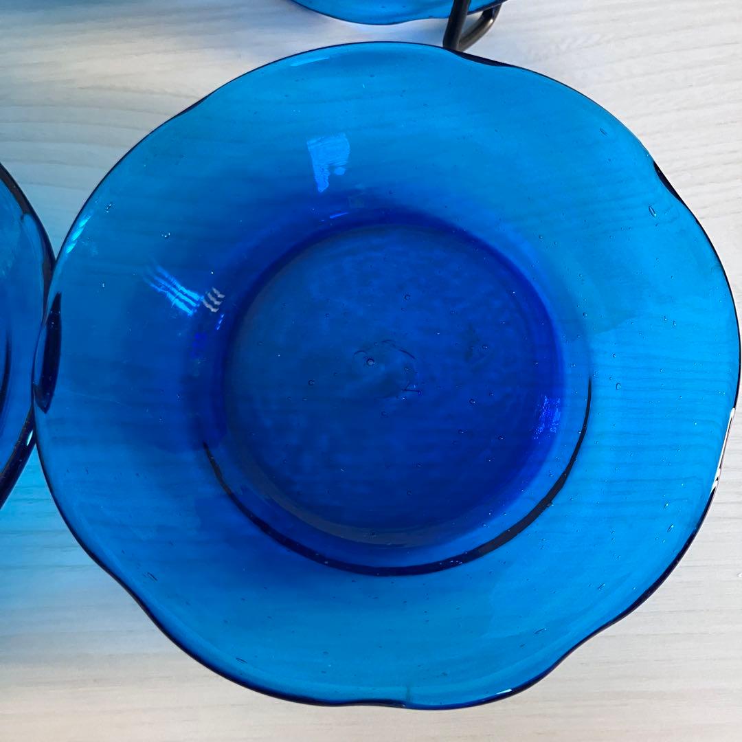 【倉敷ガラス】小谷眞三 青皿6点セット