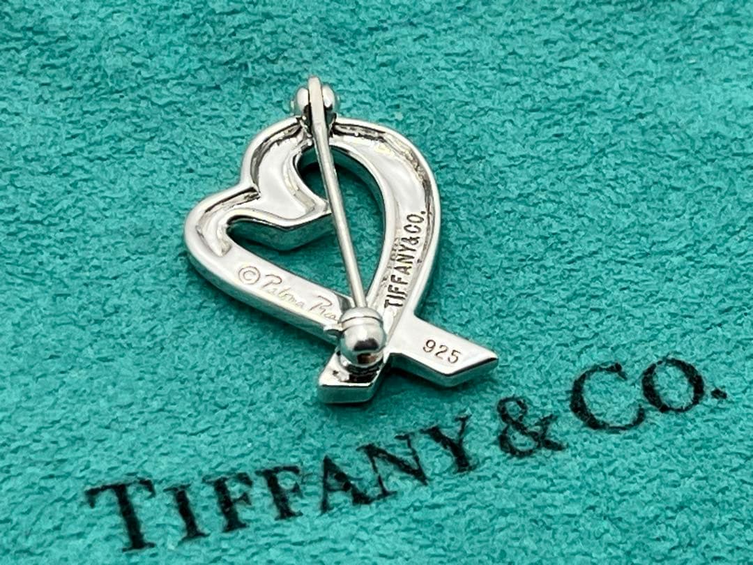 h291 美品　ティファニー　ラビングハート　ブローチ　シルバー　925