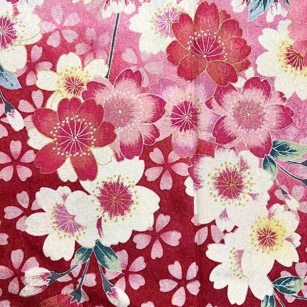 ≪早い者勝ち≫【美品】 振袖 正絹 花柄 桜 成人式 単品 赤 67 ●