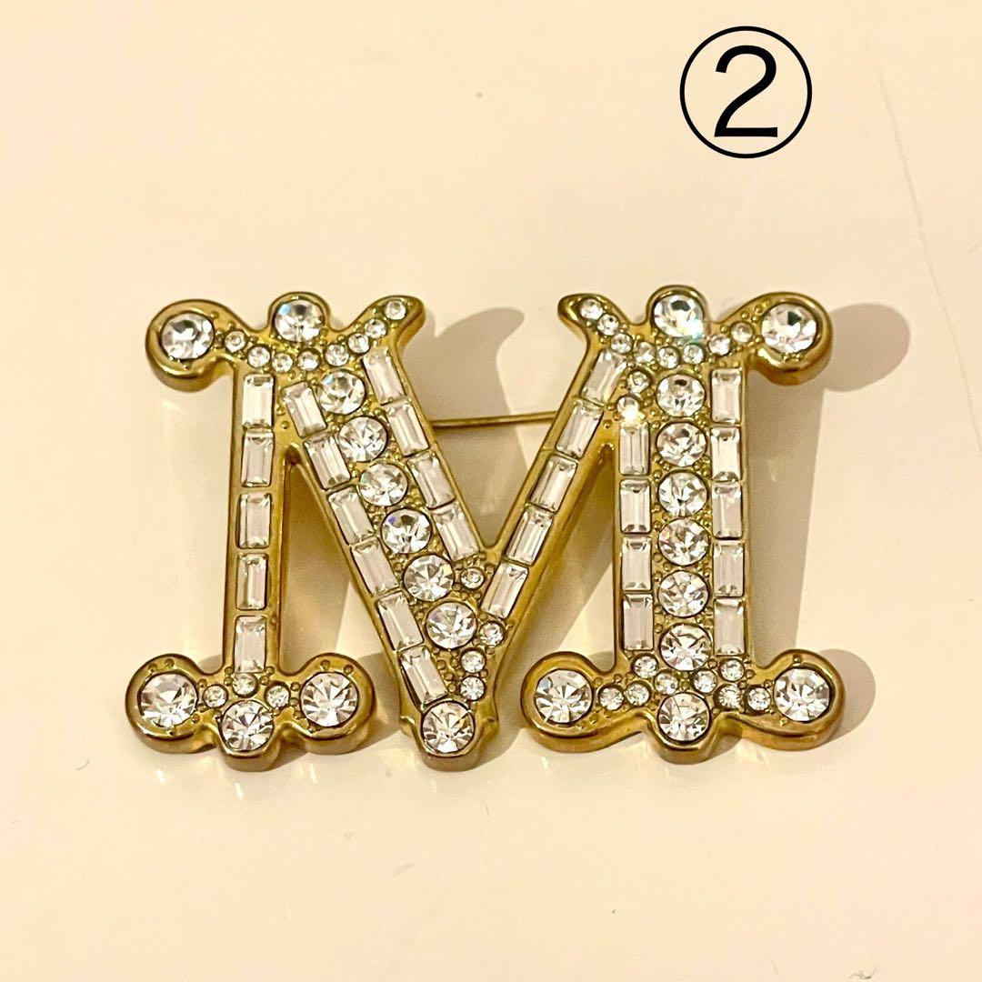 Max mara 訳あり② 定番 クリスタル x ゴールド　ブローチ