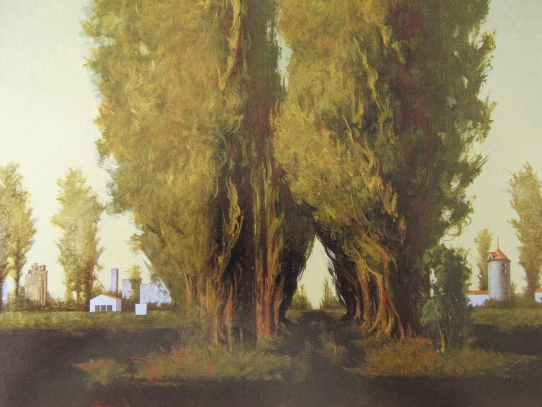 松樹路人、【北国の大地に】、希少な額装用画集より、新品額装付