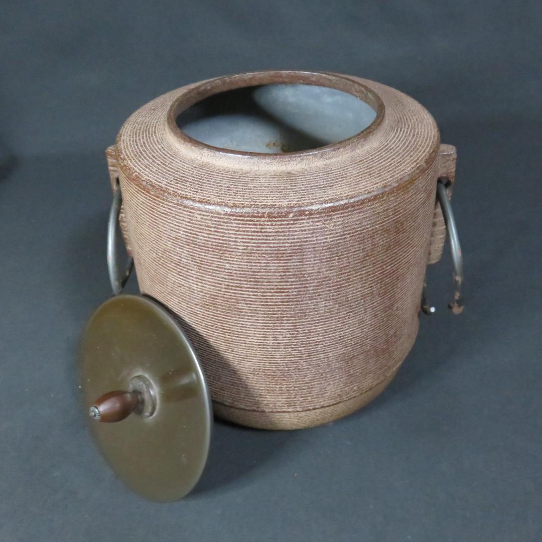 筒釜 糸目地紋 茶釜 佐藤浄清 共箱 木箱 銘 茶道具 茶器 茶の湯