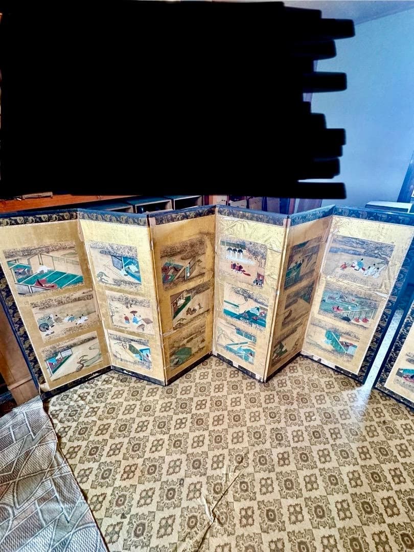 ヴィンテージ屏風 六曲一双 全36図 江戸〜明治 和風美術 2屏風セット