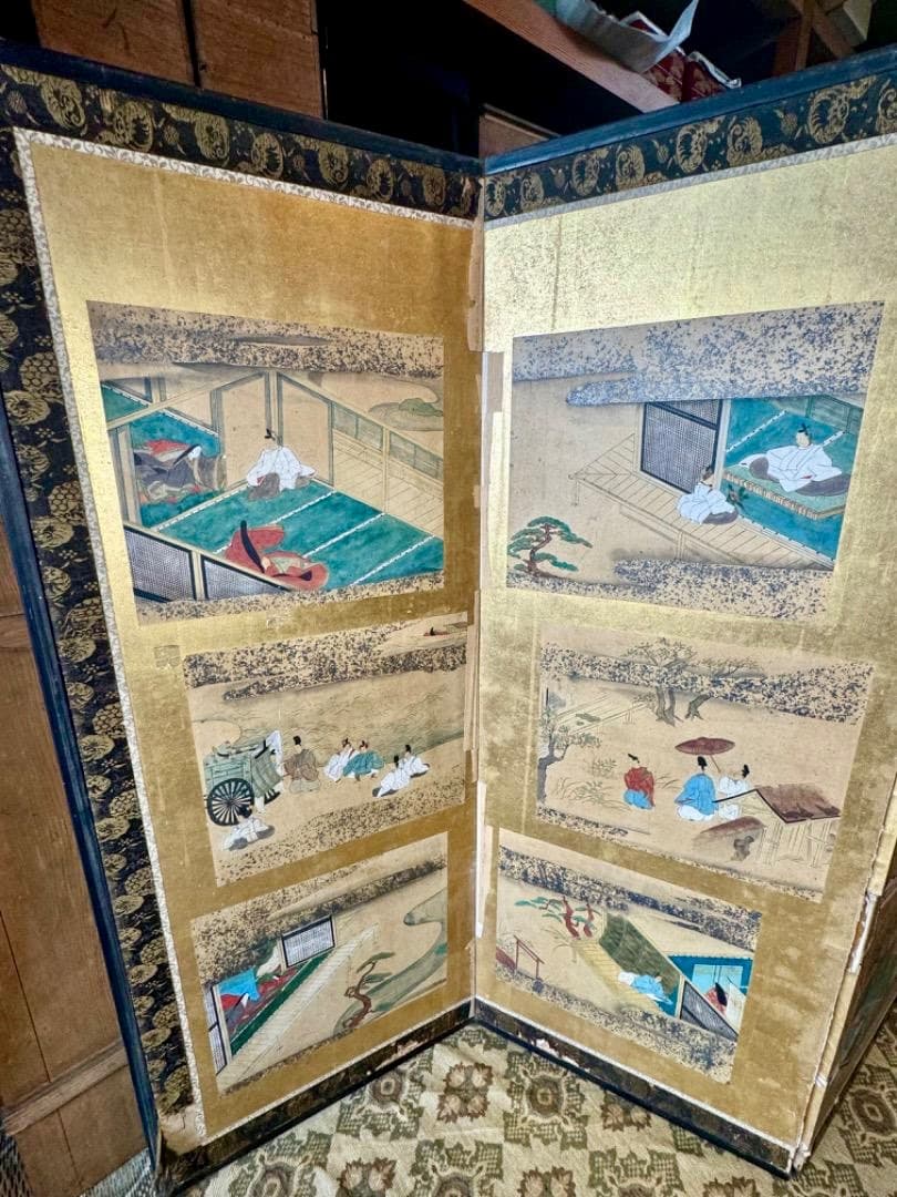 ヴィンテージ屏風 六曲一双 全36図 江戸〜明治 和風美術 2屏風セット