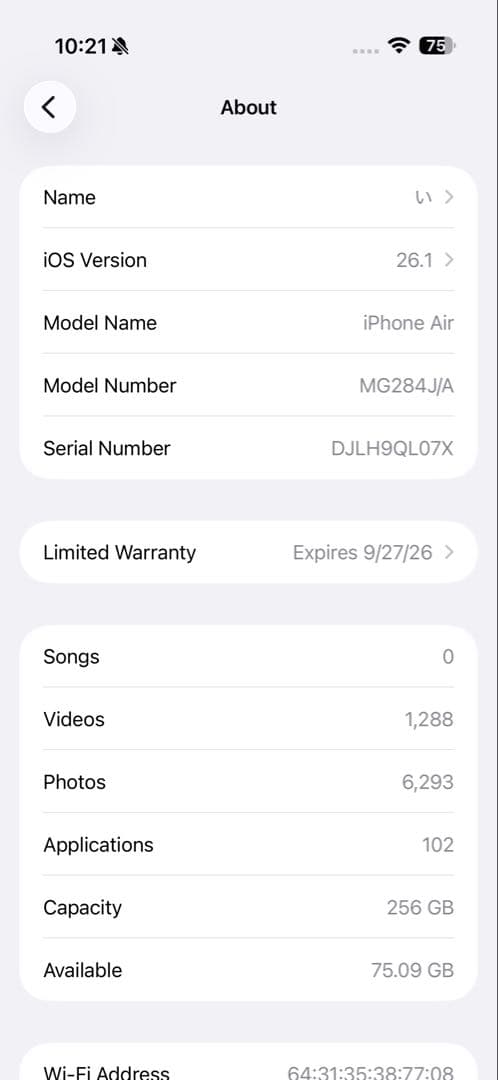 iPhone Air 256G クラウドホワイト　SIMフリー