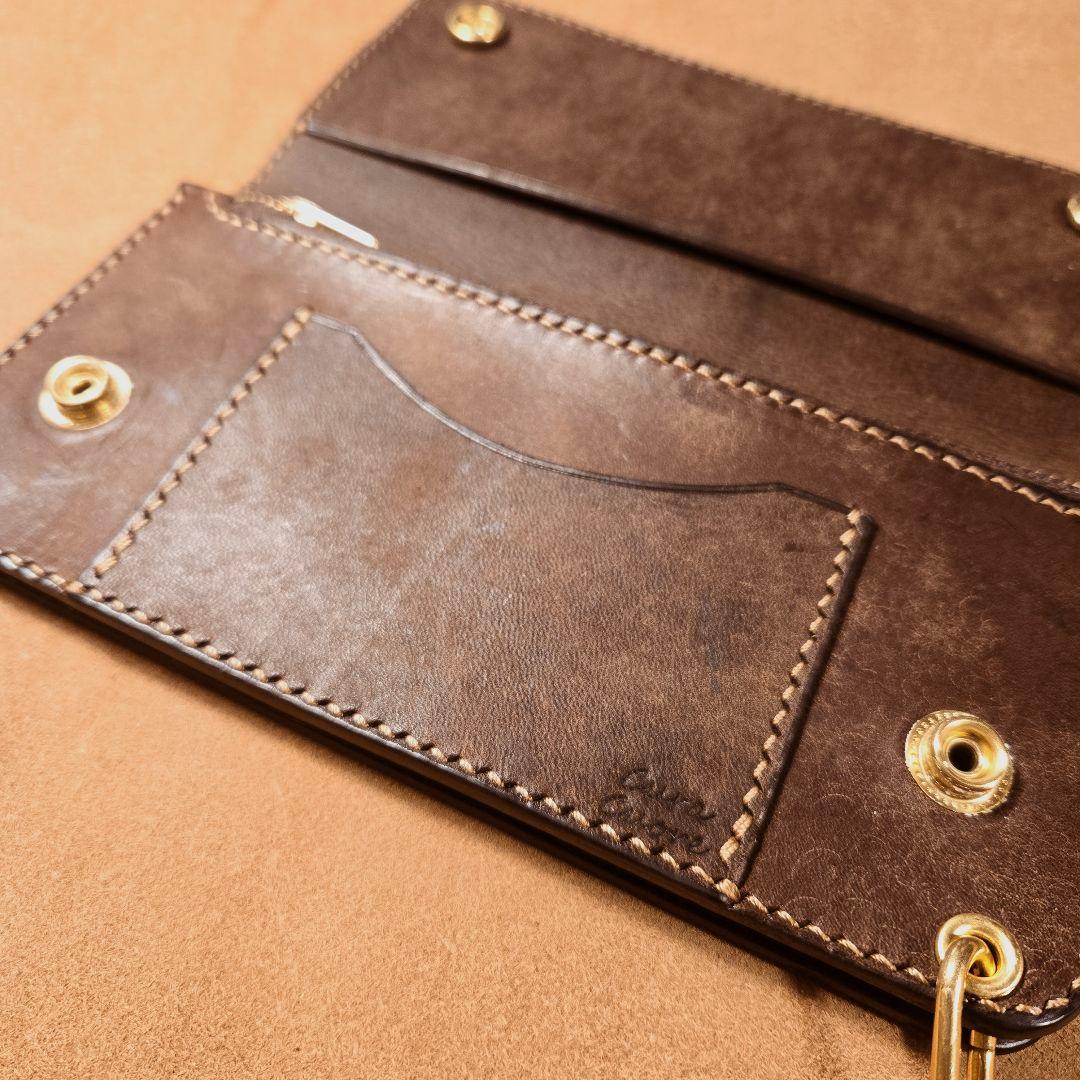 267ロング　トラッカーウォレット　イタリアンレザーMARGOT【ダークブラウン