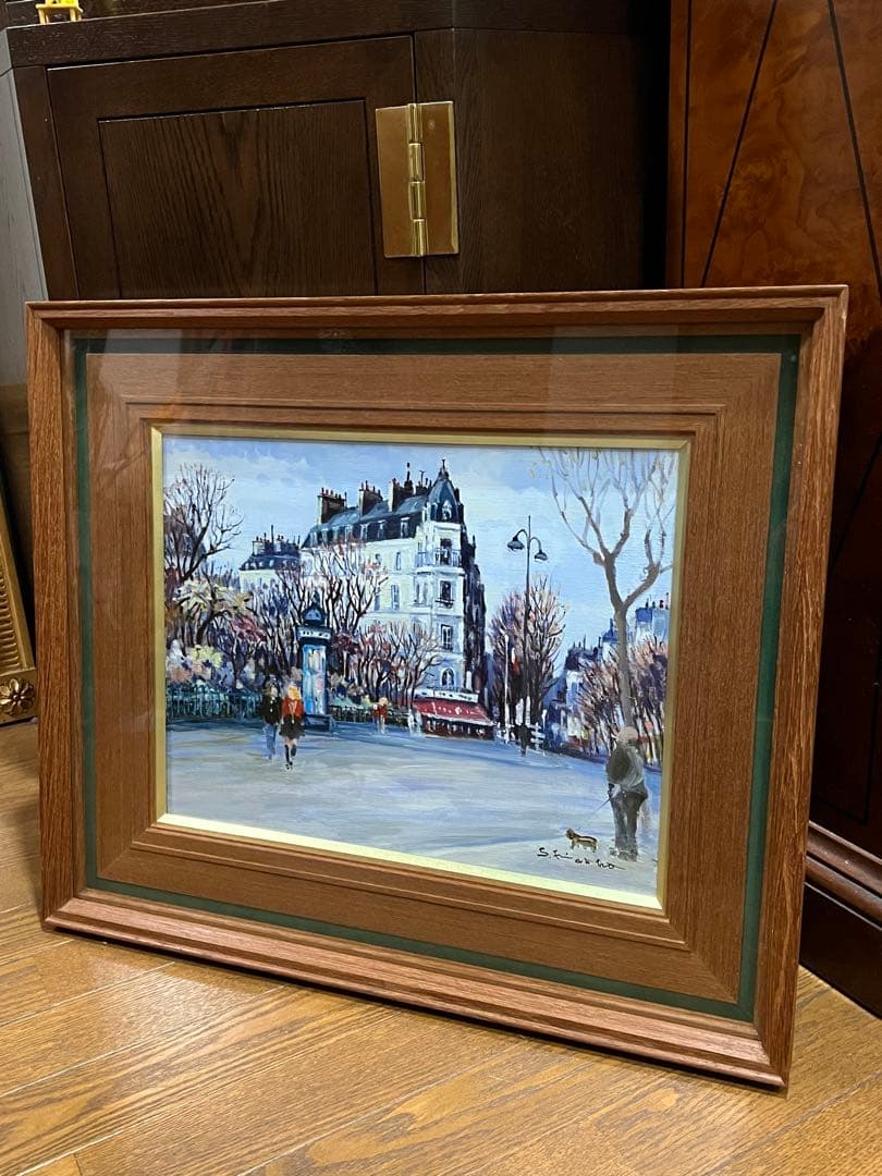 油彩画 街の風景　日高蔀　作品