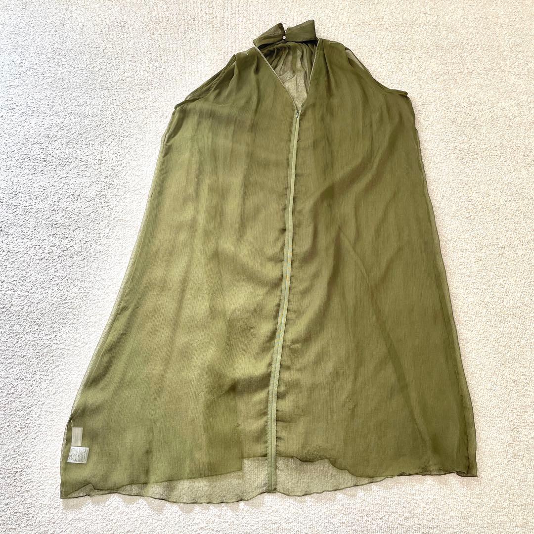 【幻の完売商品！着用１回】pinue ピヌエ シフォンドレス オリーブグリーン