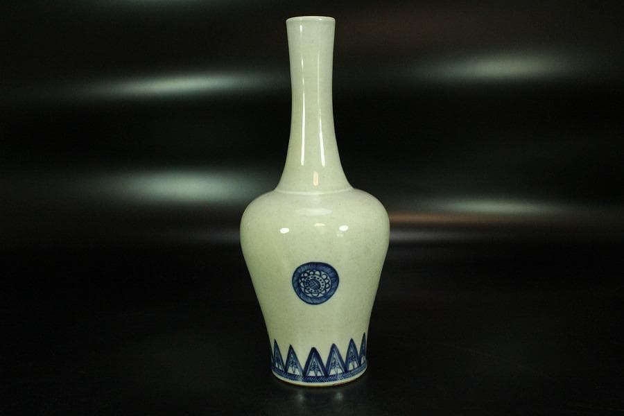 中国美術 青花 首長瓶 高25cm(K-A202)