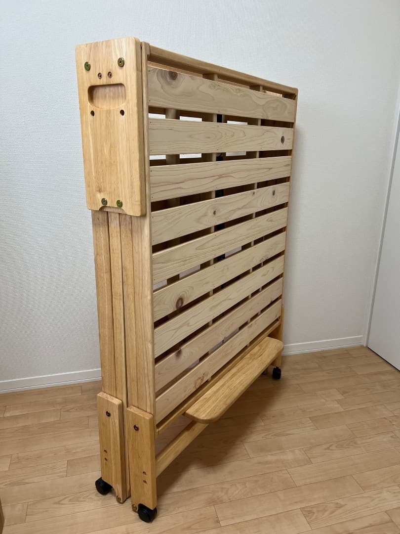 折りたたみ　すのこ　ベッド　中居木工　シングル　ハイタイプ