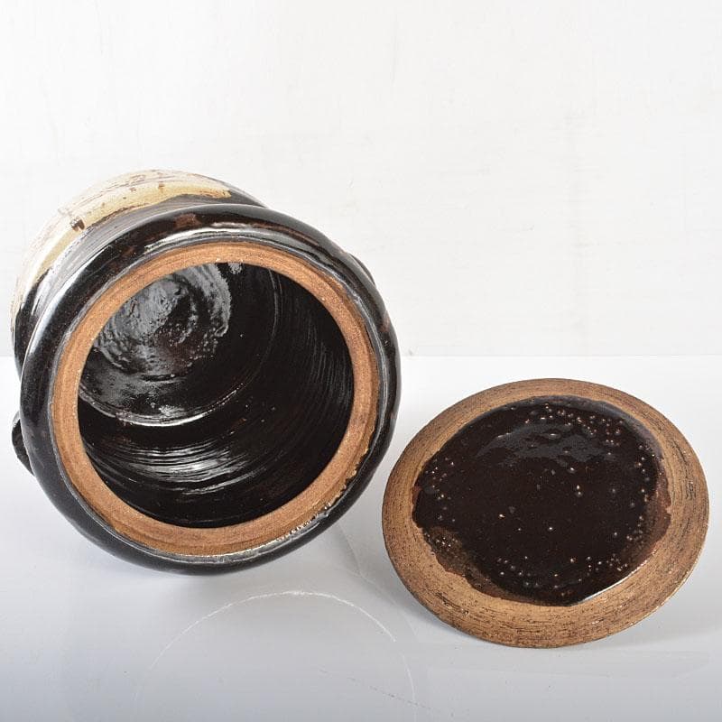 北大路魯山人作　黒織部　水指　時代箱付　V　R6469B