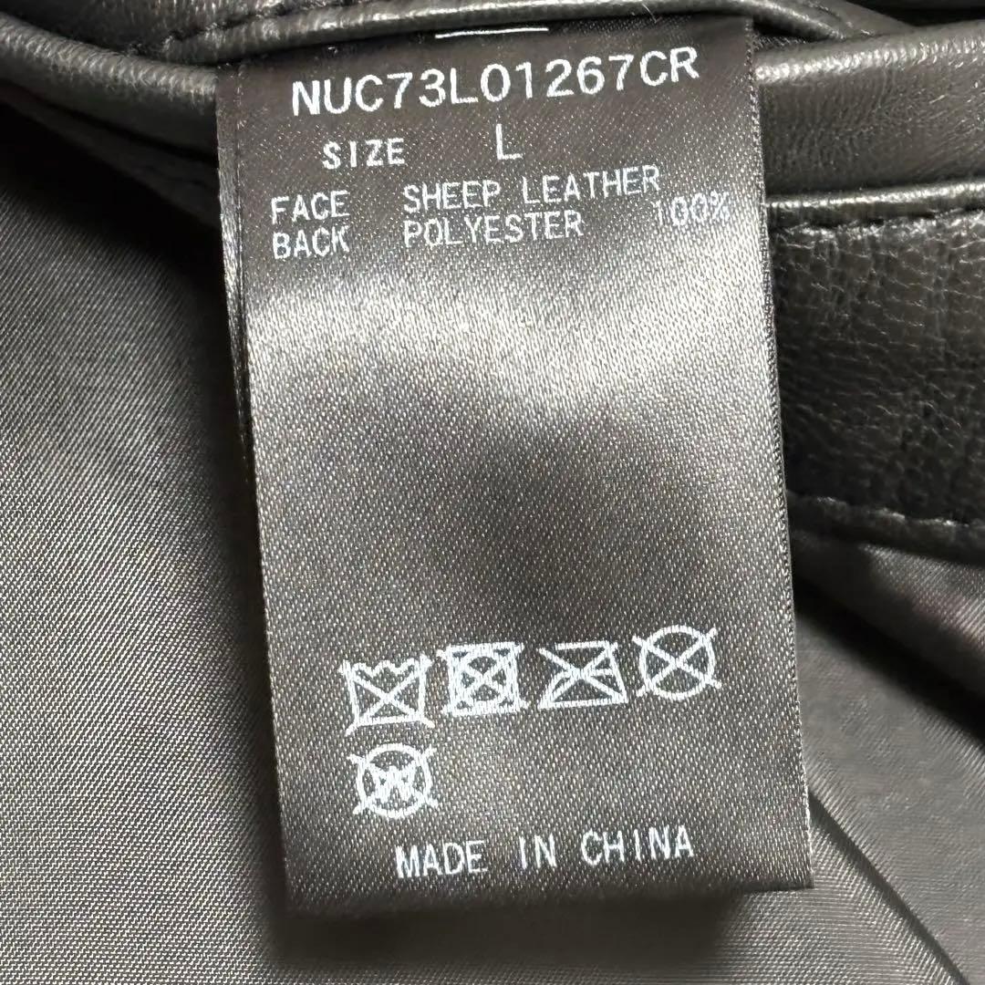 ナノユニバース シングルライダースジャケット 羊革 ラムレザー L ブラック