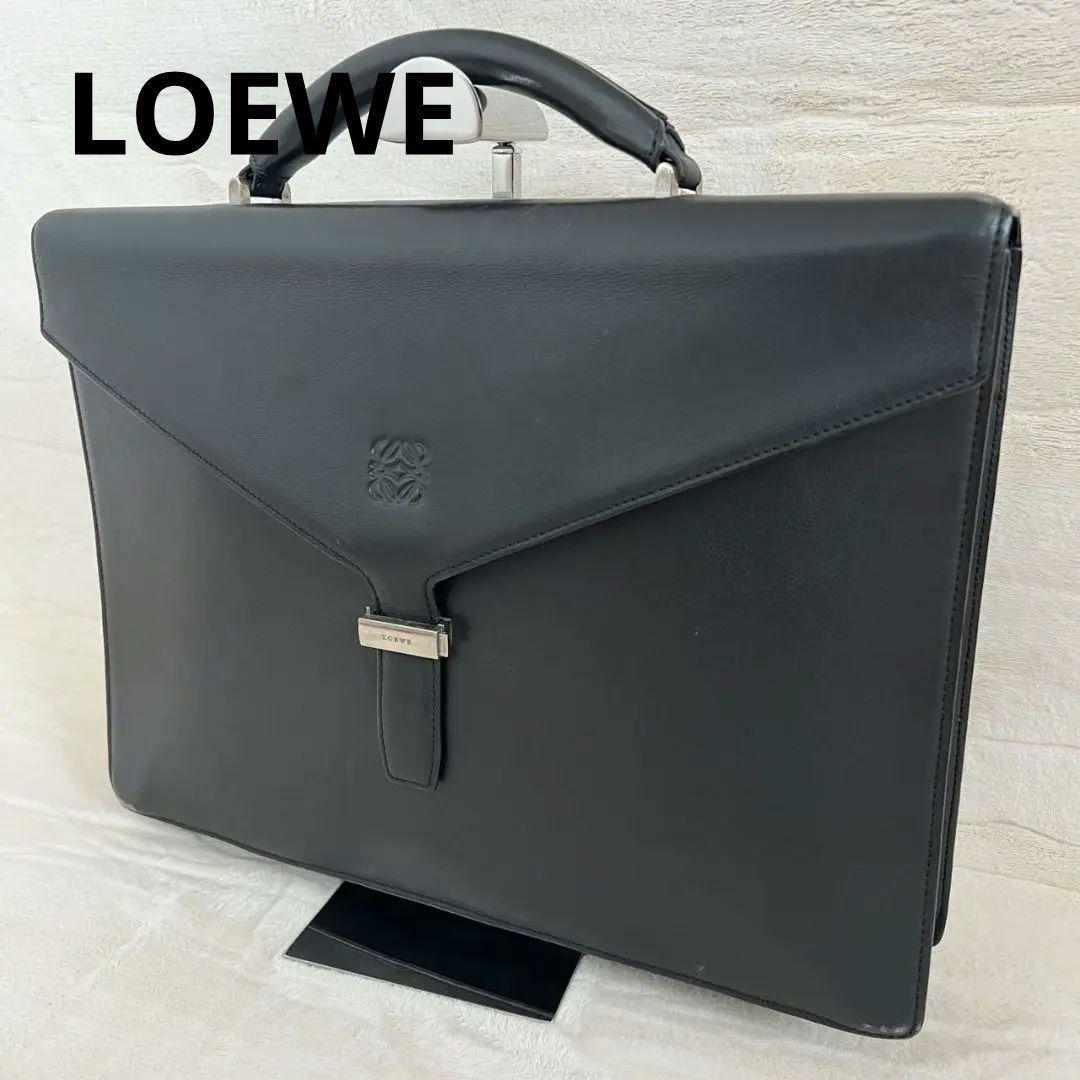 ロエベ　 ビジネスバッグ ブリーフケース ハンドバッグ 　レザー　ブラック
