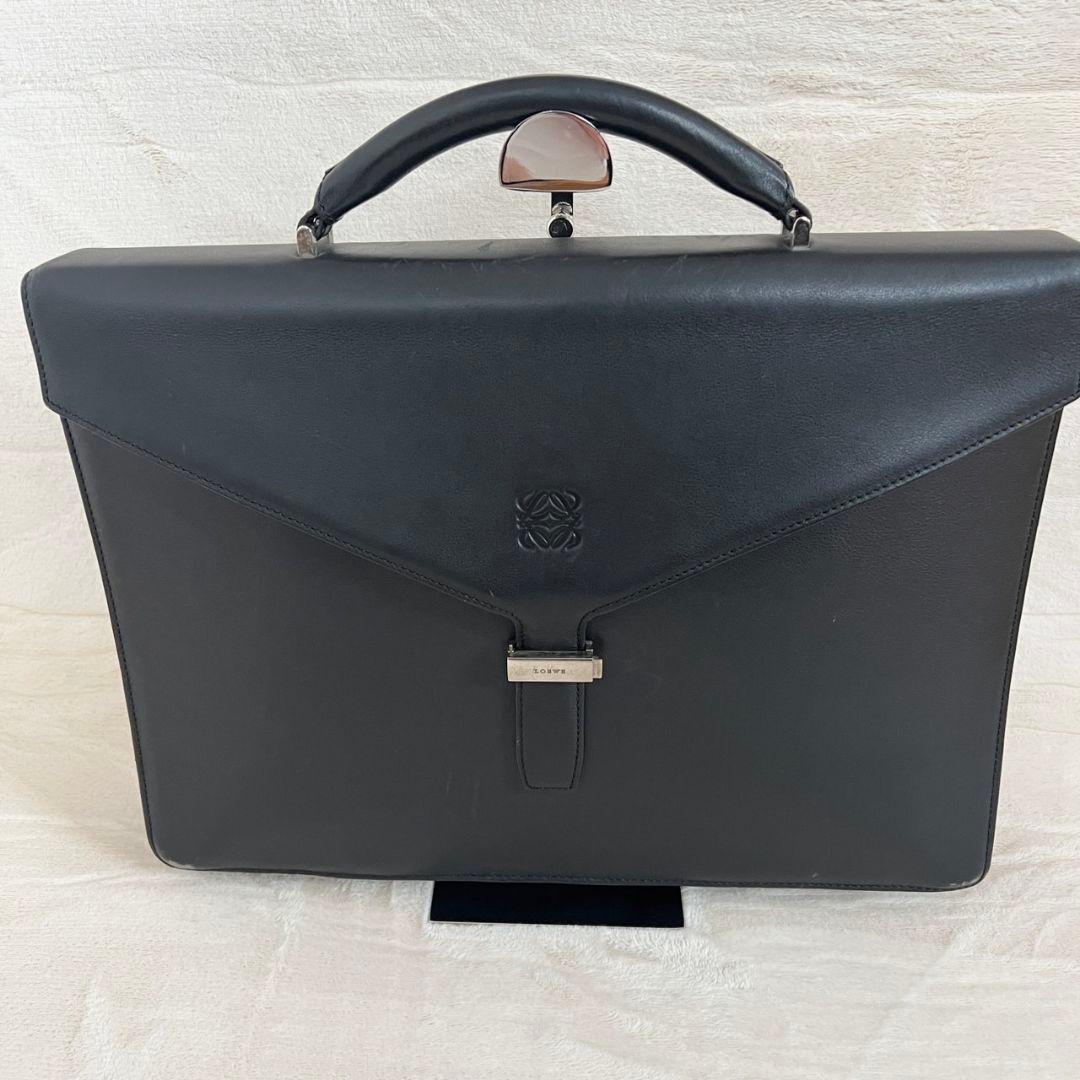 ロエベ　 ビジネスバッグ ブリーフケース ハンドバッグ 　レザー　ブラック