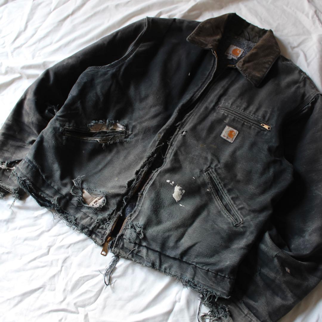 最高雰囲気 Carhartt デトロイトジャケット usa製 ブラック ハチノス