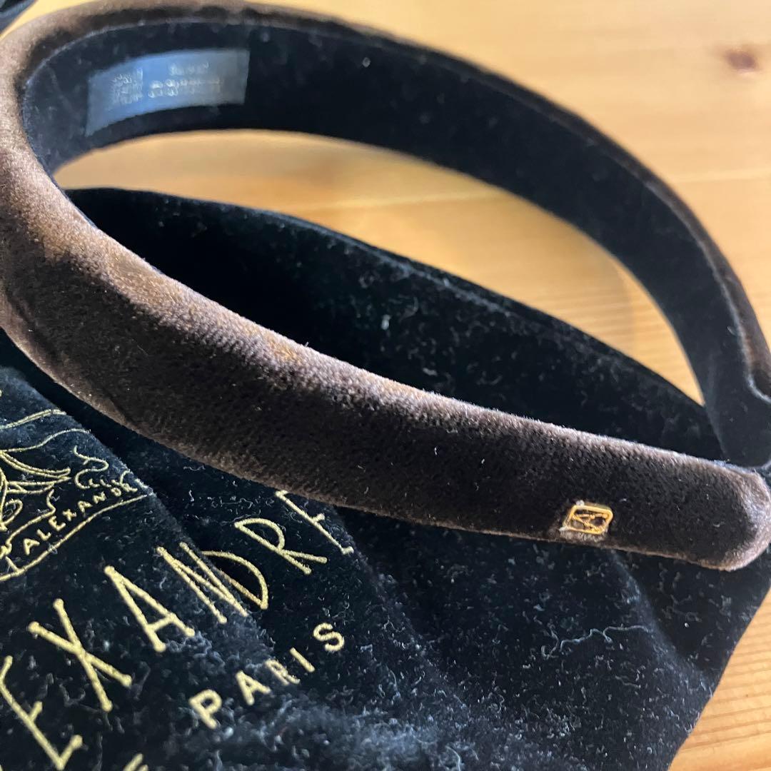 ALEXANDRE DE PARIS ベルベット カチューシャ（ブラウン)