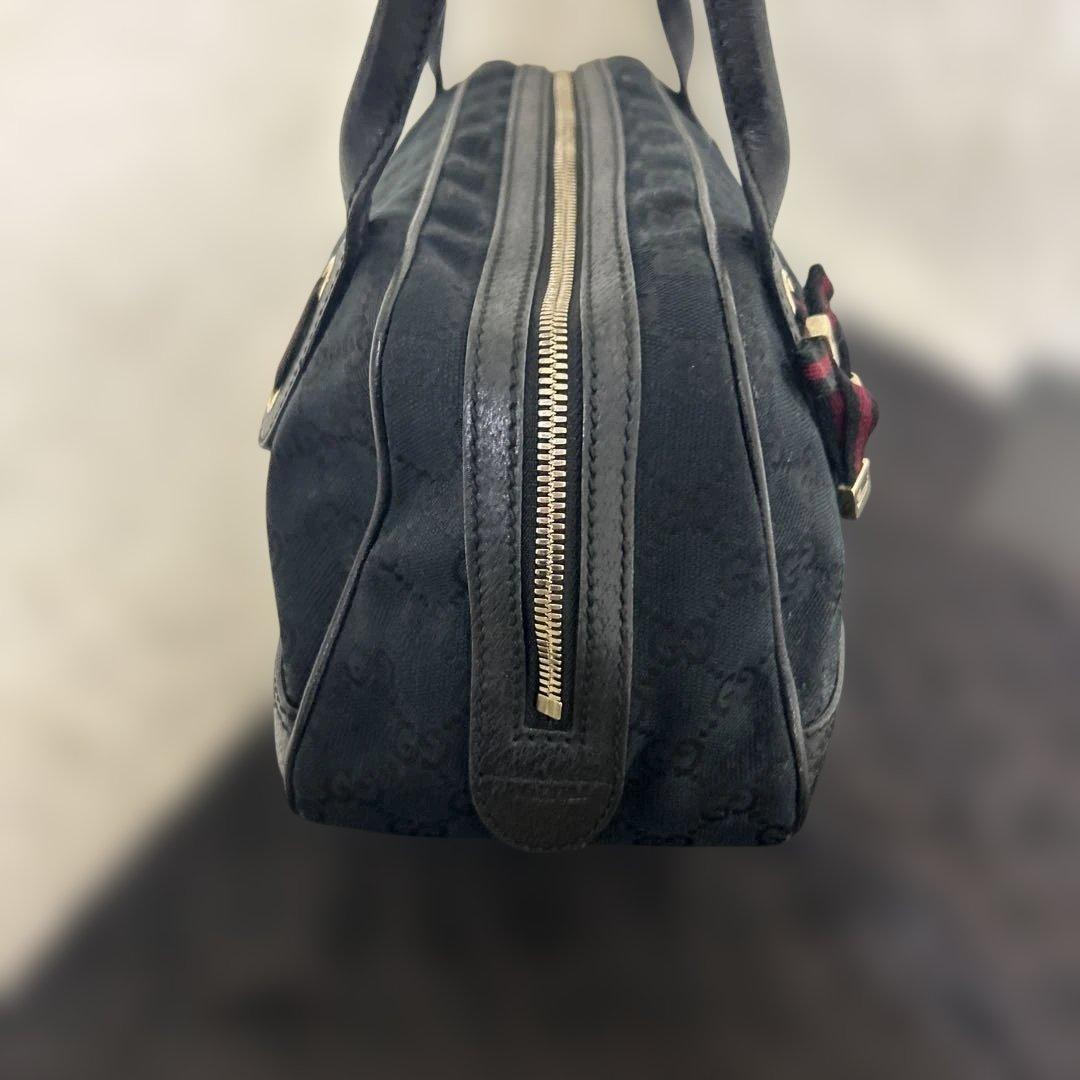 【美品】GUCCI プリンシー GGキャンバス ミニボストンバッグ 肩掛け 黒