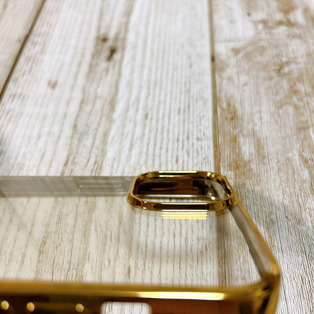 iPhone14 Plus ケース クリア ゴールド 耐衝撃