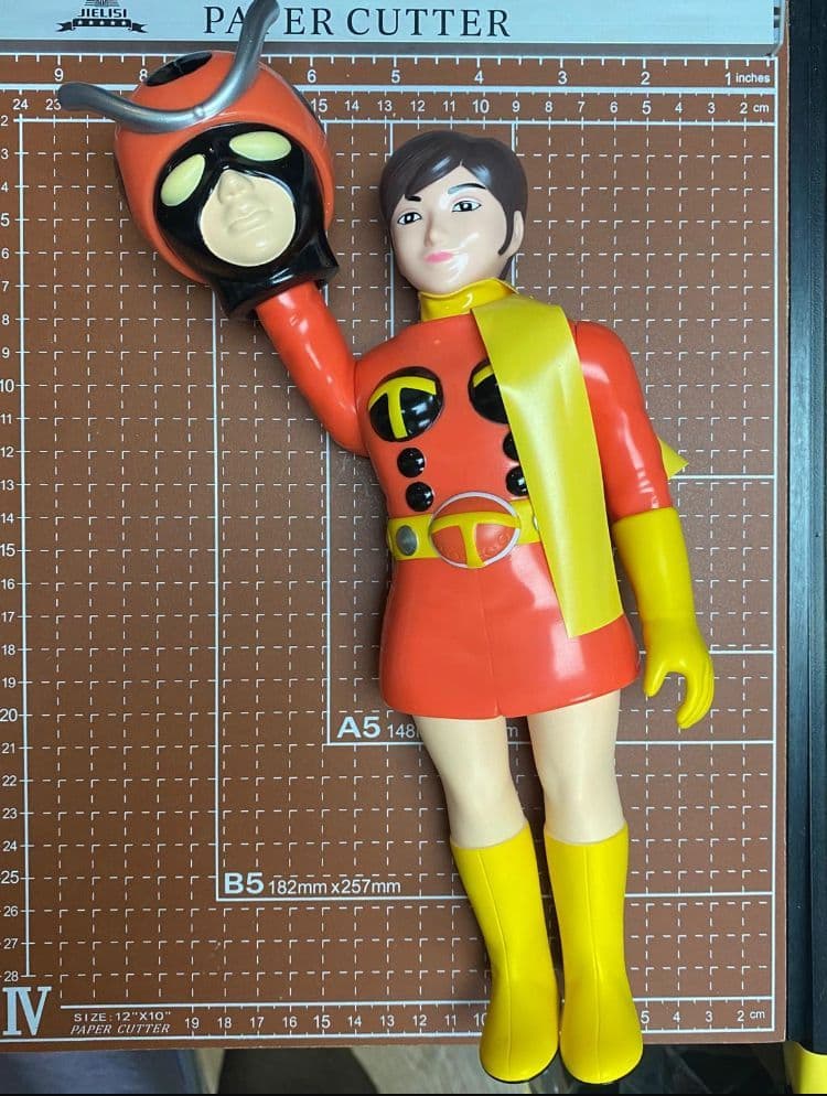 電波人間タックル　ソフビ人形 26cm 通常塗装版 昭和オレンジ色