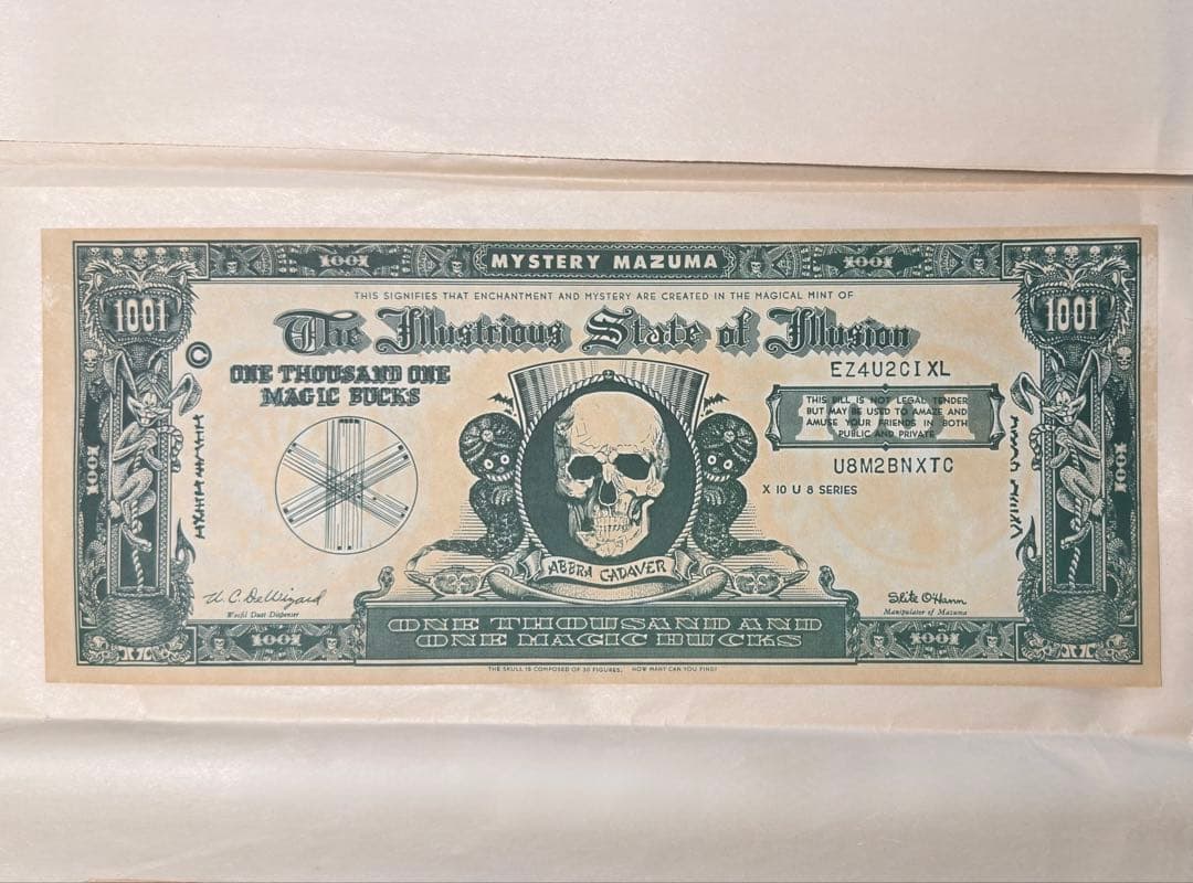 希少 激レア 50sヴィンテージ マジック通貨 ポスター ペーパーアート スカル