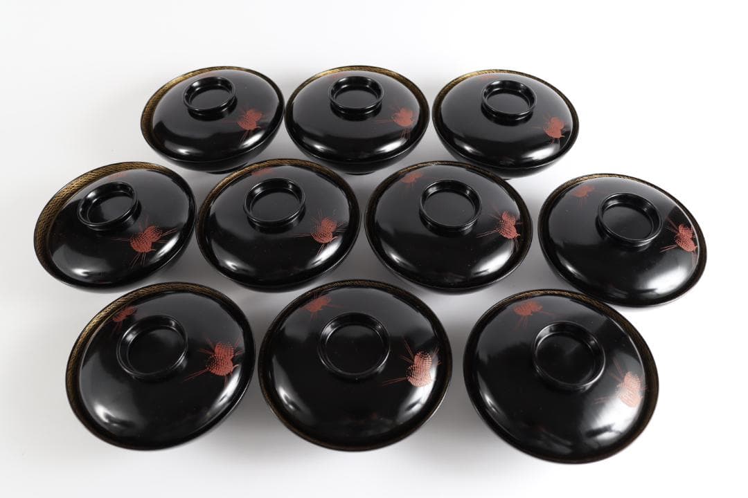 輪島塗 松葉沈金 煮物椀 十客 共箱