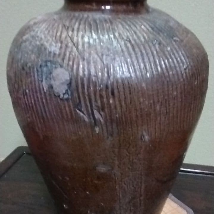 古い丹波焼き？唐津焼き？猫描きです美品珍品。