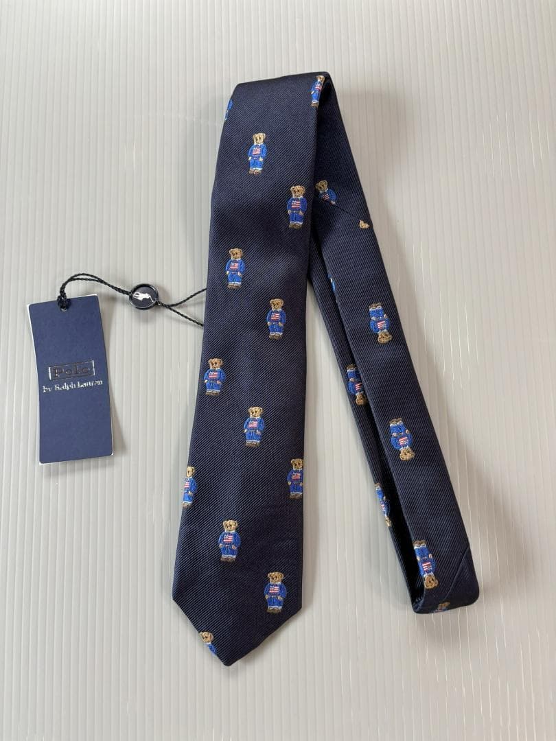 残り僅か2025ラルフローレンポロベアボーイス8－20サイズネクタイ　イタリア製