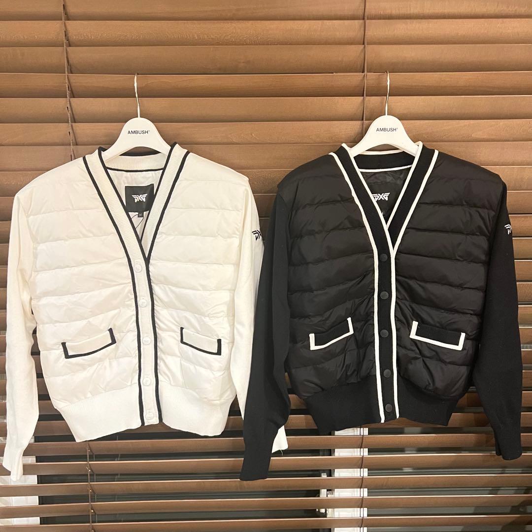 PXG ゴルフ レディース ニットダウン カーディガン ジャケット 長袖 白L