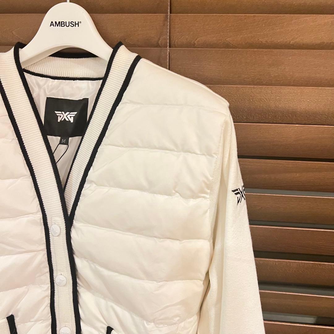 PXG ゴルフ レディース ニットダウン カーディガン ジャケット 長袖 白L