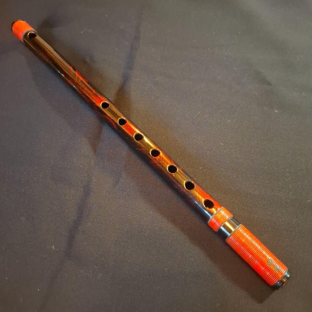 篠笛　古典調　7穴　五本調子　天地藤巻き　超鐵仕様　黒地／赤①