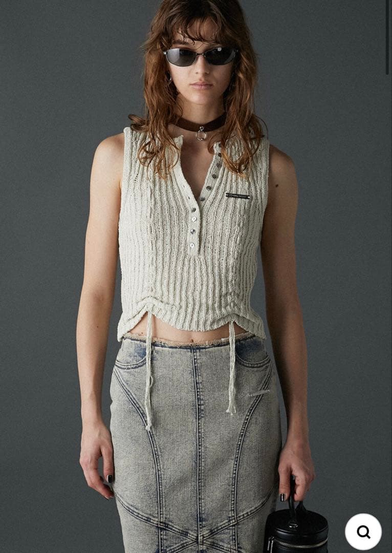 prank project Henley Bouclé Knit Tank