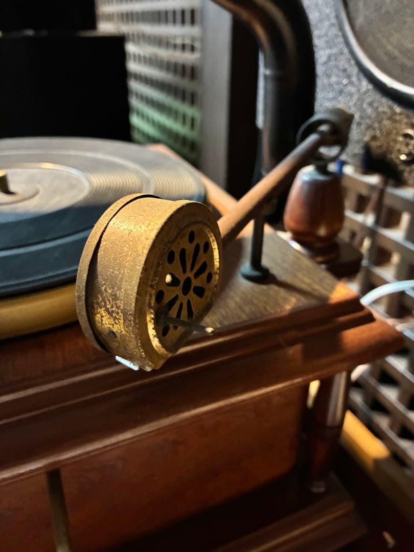 蓄音機 アンティーク グラモフォン 木製 大型ホーン 針無し