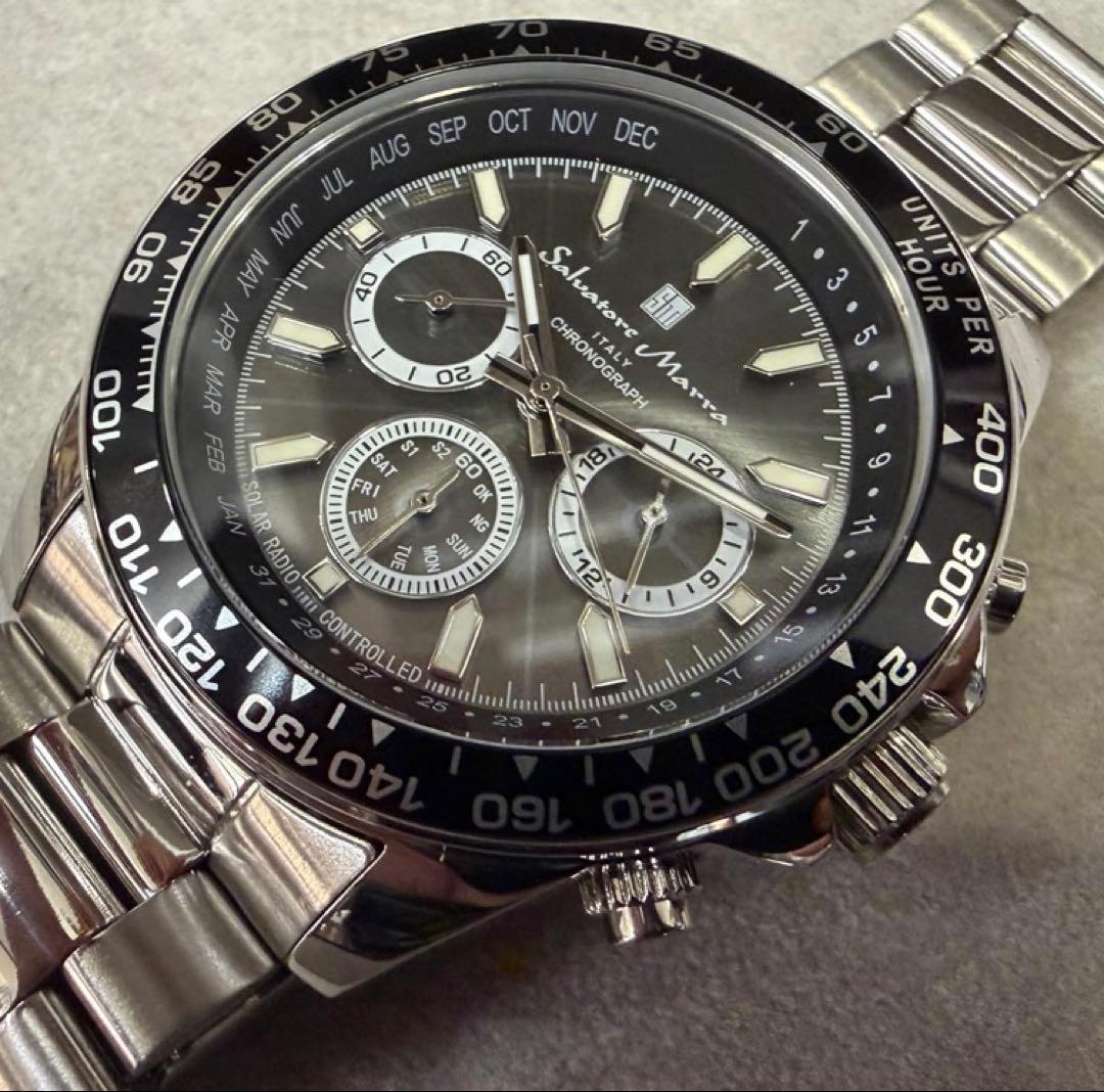 【美品】Salvatore Marra 電波ソーラー時計